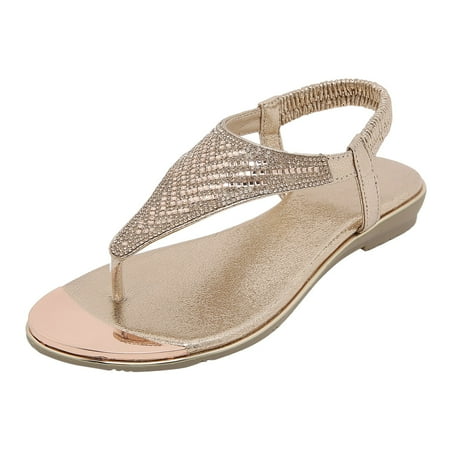 

Women Summer Elastic Band Rhinestone Casual Open Toe Flat Soft Bottom Breathable Shoes Sandals