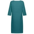 thumbnail image 5 of Dyegold Linen Shirt Dresses For Women Summer Casual V Neck Half Sleeve Shift Dress Knee Length Loose Plus Size Vintage Dress, 5 of 5