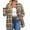 Khaki, variant on Fantaslook Plus Size Flannel Plaid Shirts for Women Long Sleeve Button Down Shirts Casual Loose Blouses Tops