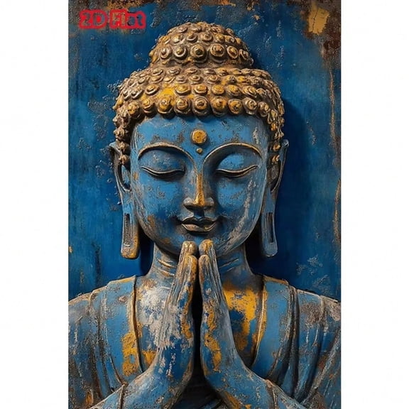 HELLOYOUNG Tinplate Art Buddha Wall Decor - Spiritual Farmhouse Yard Art, Meditation Room Decoration, Zen Home Office Ornament, Rustic Halloween Gift