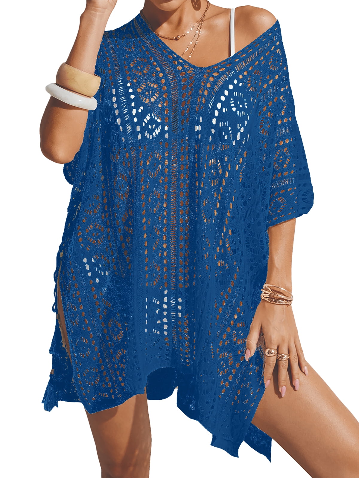 DAKIMOE Swimsuit Cover Up for Women V Neck Loose Beach Bathing Suit Cover up 2023 Summer Swim