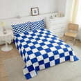 thumbnail image 3 of Erosebridal Checkered Gingham Bedding King Comforter Set, Blue White Down Comforter, Rectangle Geometry Decor, Microfiber, 3 of 8