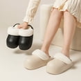 thumbnail image 2 of Pantuflas de mujer con punta cerrada, impermeables y desmontables, de suela gruesa, para uso en exteriores, para la oficina, de algodón, muy cálidas, para otoño e invierno, 2 of 4