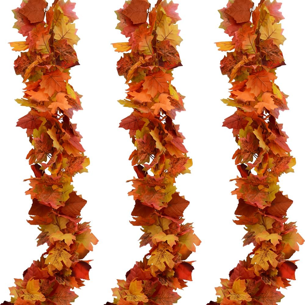 Antspirit Fall Garland Maple Leaf Hanging Vine, 3-Piece 6 Ft photo 1