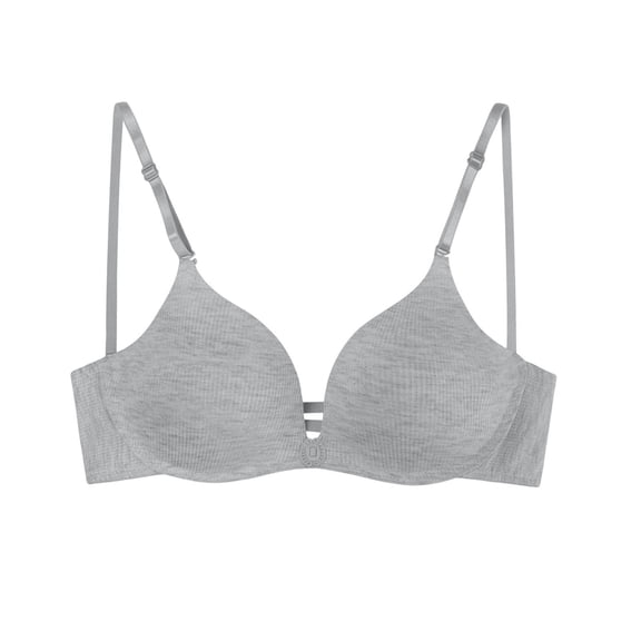 Nilvkv Front Closure Bras for Women, Push Up Bra, Solid Front Closure Wireless Push Up Open Back Bra Gray 38BC