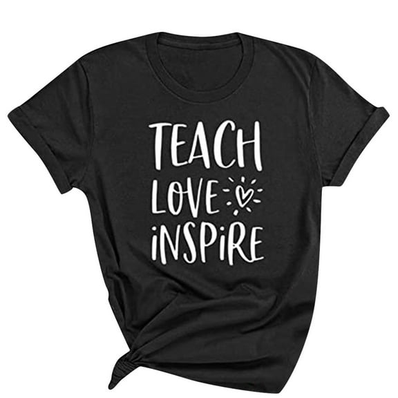 Ichuanyi Womens Tops, Summer Clearance Women Casual Letters Printing Shirts Short Sleeve Loose Tee Tops Tunic Blouse