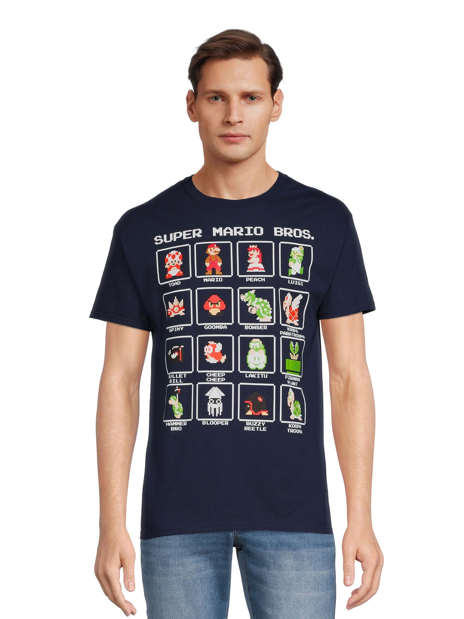 Nintendo Super Mario Men's Super Mario Character Boxed F Graphic Tee, Sizes S-3XL