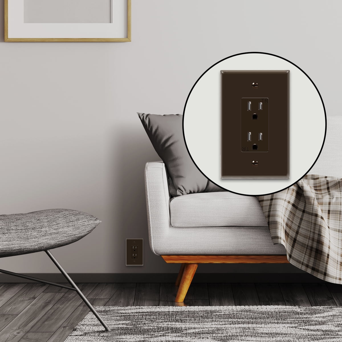 ENERLITES Decorator Light Switch or Receptacle Outlet Wall Plate, Gloss Finish, Over-Size 1-Gang, Unbreakable Polycarbonate Thermoplastic, UL Listed, 8831O-BR, Brown