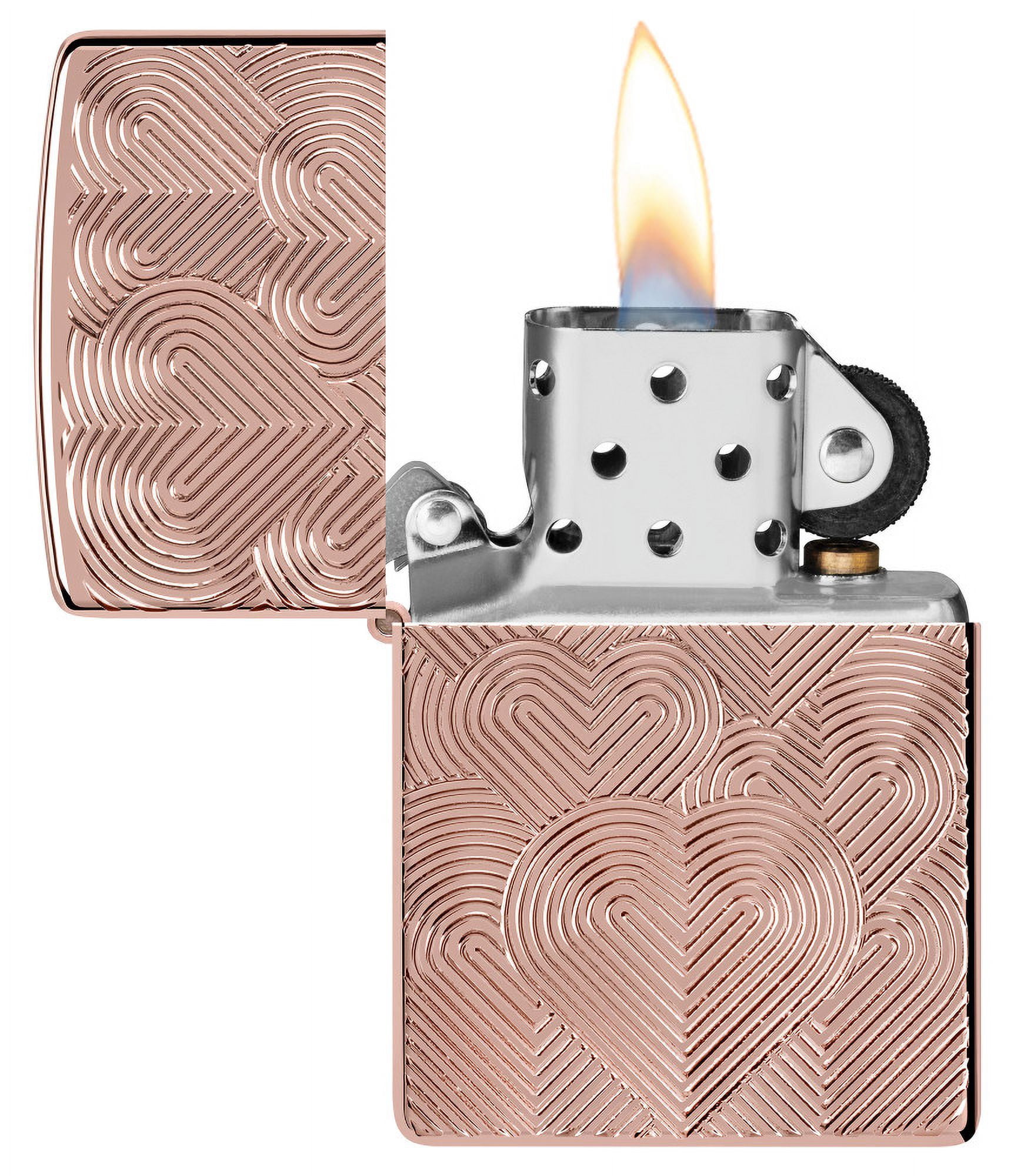 Zippo Hearts Armor High Polish Rose Gold Pocket Lighter