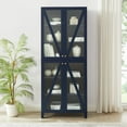 thumbnail image 5 of Crosley Furniture Cassai MDF Wood and Tempered Glass Tall Storage Pantry in Navy, 5 of 16