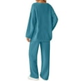 thumbnail image 6 of Wutalume Women's 2-Piece Sweater Suit Set, Cozy Knit Top and Pants for Home Wear, Matching Casual Fashion Outfit,Light Blue 2XL, 6 of 6