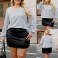 thumbnail image 1 of Chandail Décontracté pour Femmes Grande Taille, Haut Chic Uni, Tissu Polyester Doux, Manches Longues, Col Rond, Coupe Standard, Conçu pour un Port Confortable à la Maison et pour les Journées d'Hiver Quotidiennes, 1 of 8
