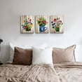 thumbnail image 6 of Vintage Wood grain plant flowers wall art for kitchen Wall Decorations for Living Room Bathroom Decorations room Wall decor 3 Pieces Framed Canvas print Artwork modern Office Home Decor paintinge, 6 of 6