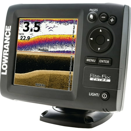 Lowrance Elite-5X CHIRP Fishfinder with 50/200 455/800 Transducer/Built-In GPS Antenna/Detailed U.S. Mapping