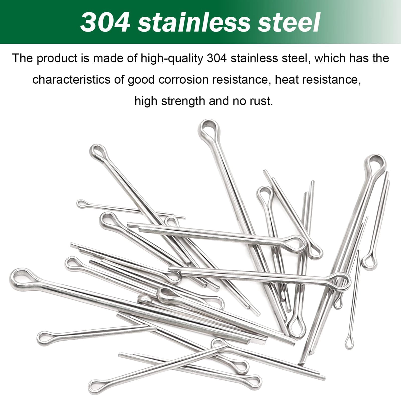 160Pcs Cotter Pin Set with Assortment Box Stainless Steel Safety Cotter Pin Set 6 Different Size for Car Garden