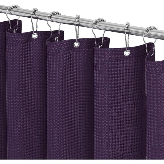 Purple Waffle Weave Shower Curtain - Fabric Bottom Hem, 72"W x 72"H