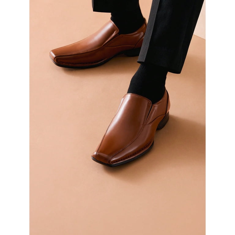 SVNKE D001 Men\'s Brown PU Slip On Square Toe Oxford Dress Shoes Size 8.5 Sz 41 Amazon.com | Men main image 2