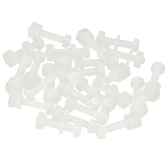 Uxcell M2.5x12mm White Nylon Bolts Plastic Nuts Full Thread Head Screws and Nuts Set for Industrial Home Fastening Projects, 24 Sets