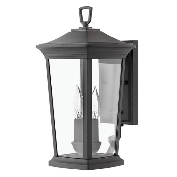 2 Light Small Outdoor Wall Lantern in Traditional Style 8 inches Wide By 15.5 inches High-Museum Black Finish-Led Lamping Type Bailey Street Home