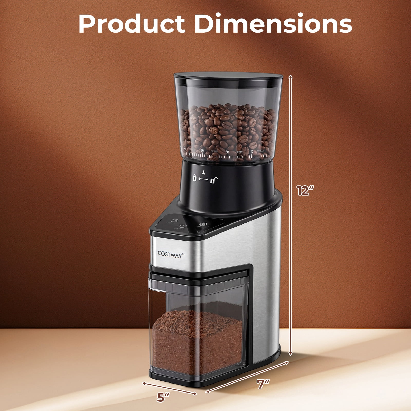 Costway Coffee Grinder, Electric Coffee Bean Grinder with 60 Precise Grinding Settings