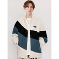 thumbnail image 4 of Aelfric Eden Suéter de gran tamaño con retazos de color para hombre Chaquetas Sherpa Chaquetas peludas de piel de oveja sintética con cremallera completa Abrigos cálidos y difusos, 4 of 4