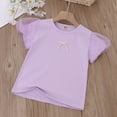 thumbnail image 1 of Camiseta de verano para niños, camisetas de manga corta para bebés y niñas, ropa de Color sólido con lazo de perlas, camisetas de algodón para niños, camiseta de 120cm Gao Jinjia LED, 1 of 2