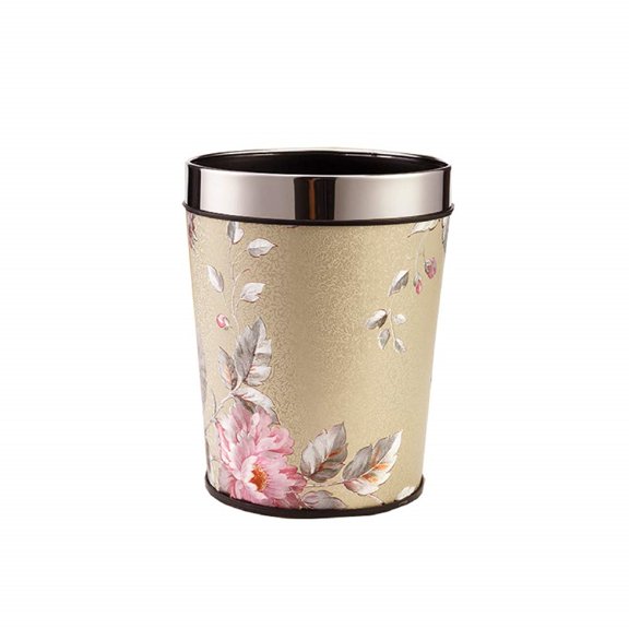 Qianduo Modern Simple Trash Can,Flower Pattern Trash Can Wastebasket Round Garbage Container for Bathrooms Powder Rooms Kitchens Home
