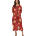 thumbnail image 4 of FOR U DESIGNS Snowflake Red Print Womens Nightgown Soft Womens Embroidered Housecoat Lightweight Elastic Fabric Robes for Women House Coat Christmas Decor with Pockets, L, 4 of 8