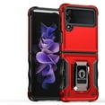 thumbnail image 3 of For Samsung Galaxy Z Flip 4 5G Hybrid Cases with Magnetic Ring Holder Kickstand Heavy Duty Rugged Silicone Shockproof Cover ,Xpm Phone Case [ Red ], 3 of 7