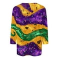 thumbnail image 4 of successthop Women Mardi Gras Blouse Casual Oversized Plus Size Crewneck Shirts Lightweight 3/4 Sleeve Festival Tops 4XL, 4 of 5