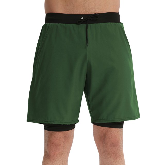 Pantalones cortos deportivos 2 en 1 para hombre, bolsillo, elástico, transpirable, baloncesto, correr, Fitness