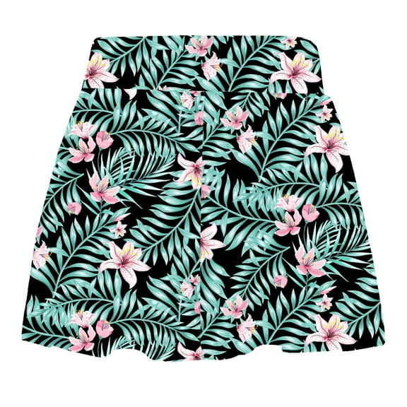 Alvivi Kids Girls Floral Printed Swimming A-Line Skirts Beach Rash Guard Cover Ups Casual Playwear Pink Lily 10