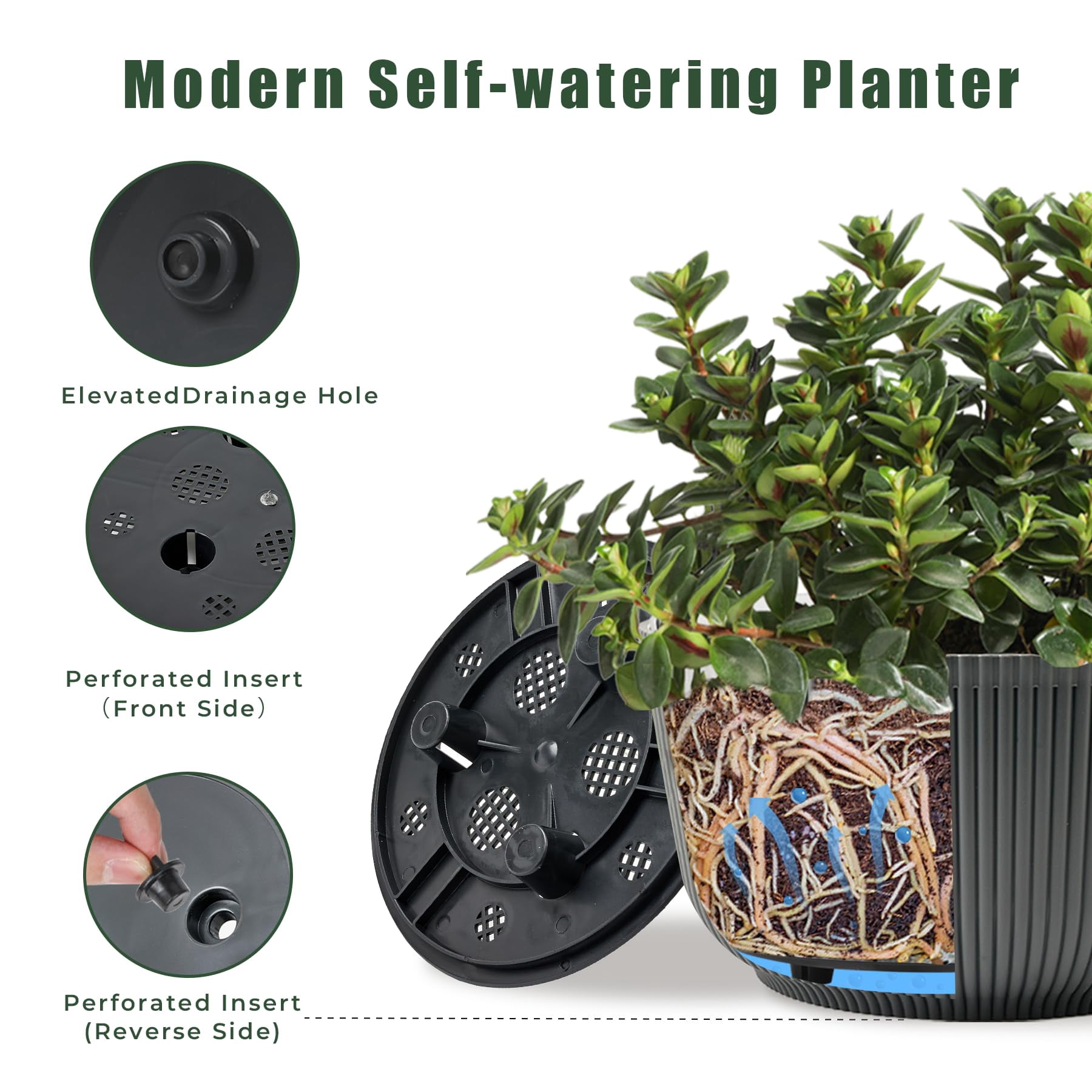 4 Inch Self Watering Plant Pots 6 Pack Small Indoor Planters for African Violets Succulents Durable White Plastic Gardening Containers