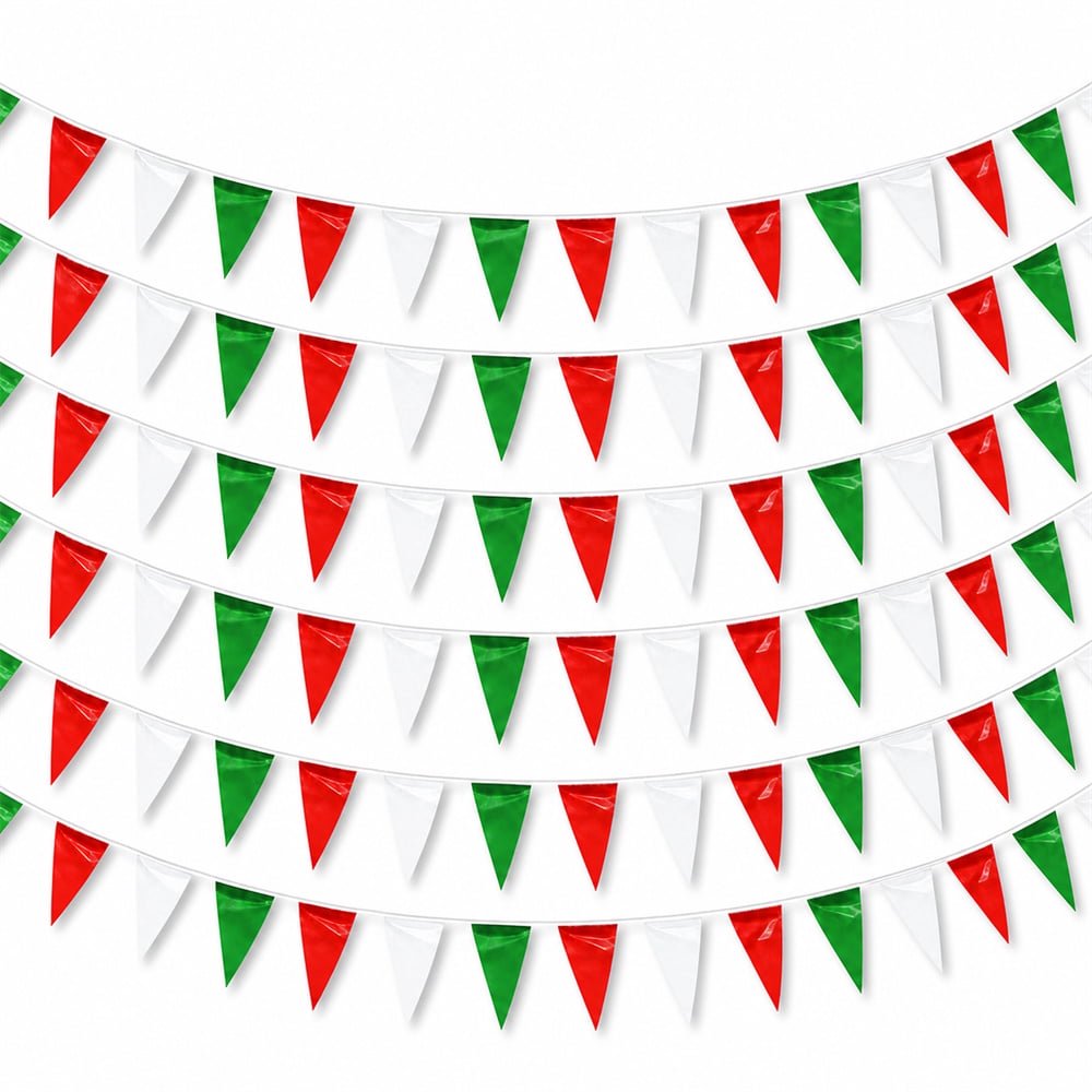 Red Green White Banner Christmas Party Decorations Artrylin 197Ft Christmas Triangle Flags Garland Hanging DIY Bunting Flags for Happy New Years Outdoor Garden Shops Hanging Decor