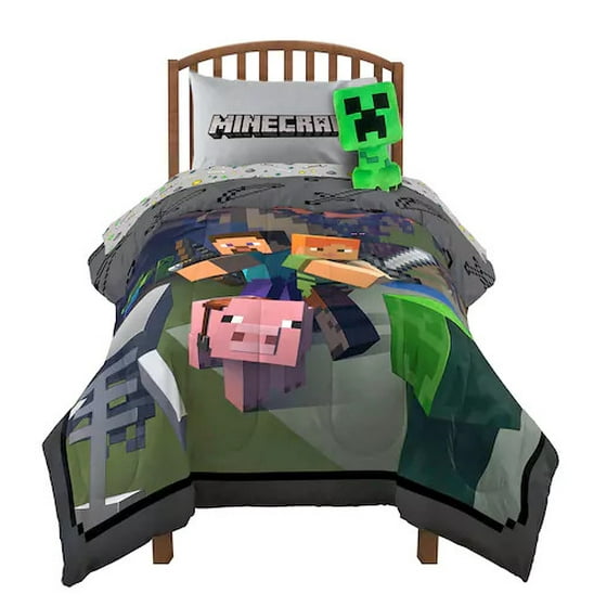 Minecraft Builders Boys Twin Comforter & Sheets (4 Piece Bed In A Bag