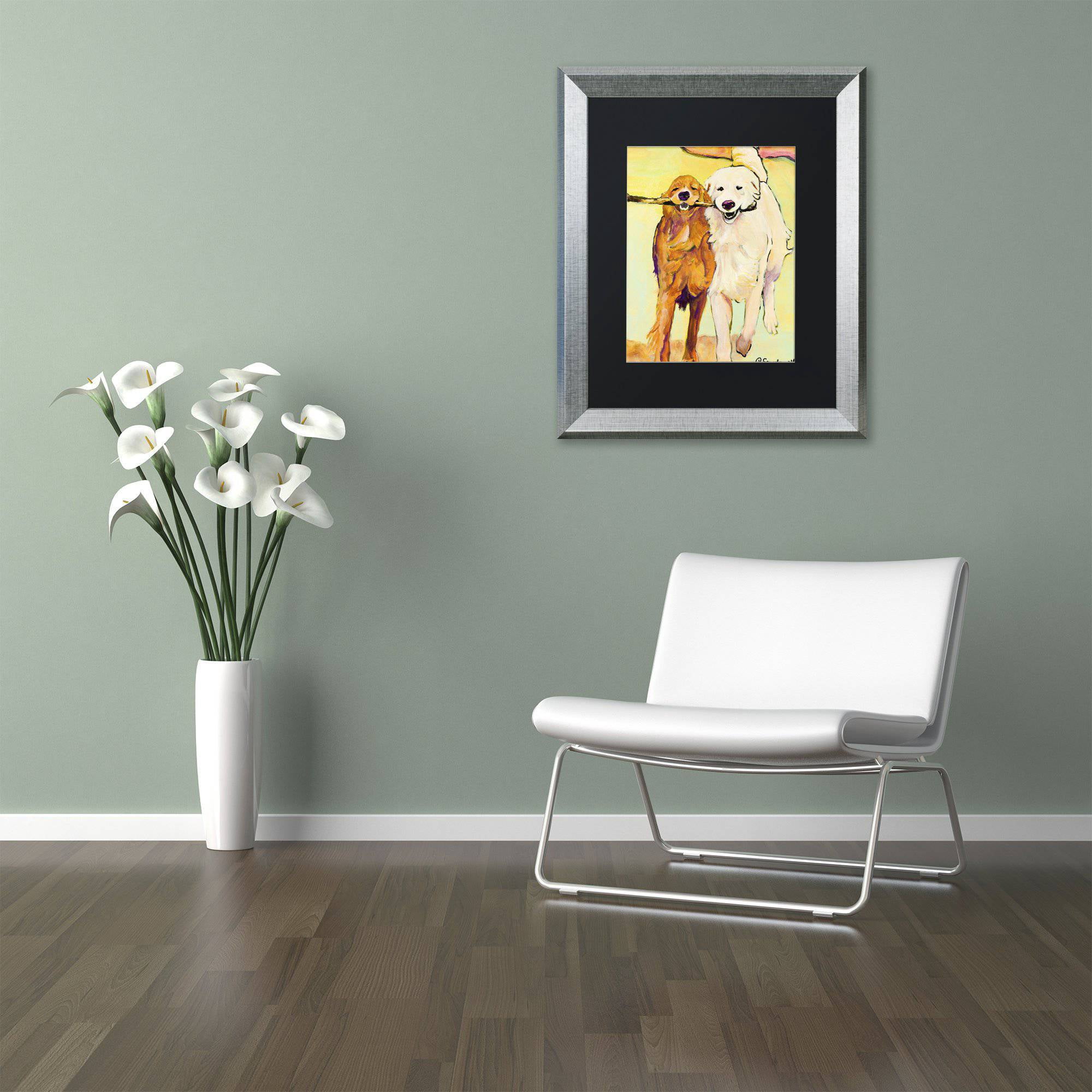Trademark Fine Art "Stick With Me 1" Canvas Art by Pat Saunders-White Black Matte, Silver Frame
