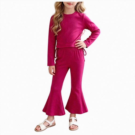 Gubotare Outfit for Girls Girls Clothes Girl Clothing Long Sleeve Top Pants Fall Winter Outfits Size 7-8 (Hot Pink,7-8 Years)