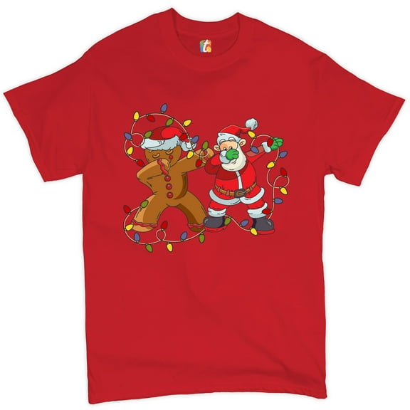 Tee Hunt Gingerbread Man and Santa Claus Dab Dance T-shirt Merry Christmas Men's Tee