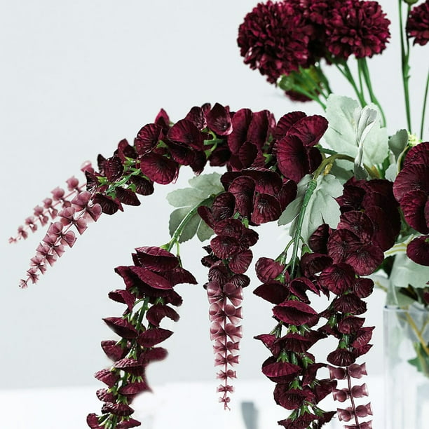 Efavormart 2 Bushes - 34" Burgundy Artificial Foxglove Orchid Flower ...