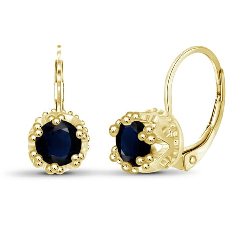 JewelersClub 1-3/4 Carat T.G.W. Sapphire 14kt Gold Over Silver Crown Earrings