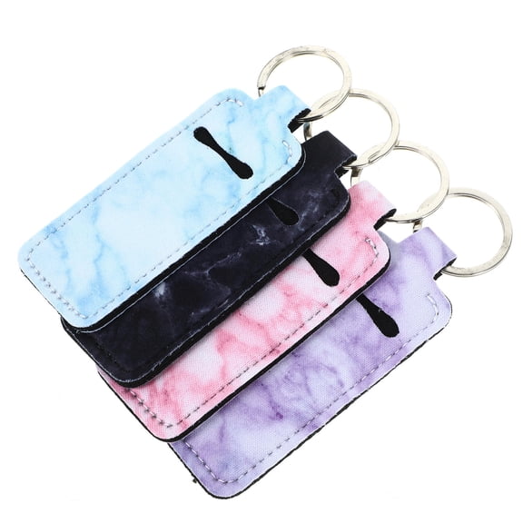 Soimiss 4Pcs Lip Gloss Holder Keychains Multi Use Cosmetic Storage Sleeve for Keys and Travel