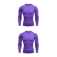 thumbnail image 3 of Qarigey Ropa interior térmica para hombre, medias elásticas, capas base para correr de invierno, ropa deportiva para motocicleta, culturismo, Púrpura,L 2piezas, 3 of 6