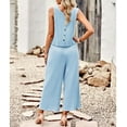 thumbnail image 6 of Women's Cotton and Linen blend 2-Piece Set: Sleeveless Crop Top & Wide Leg Pants  Summer Outfit Size Up for Relaxed Fit S-XL, 6 of 8