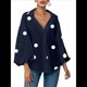 thumbnail image 3 of Blusa Holgada de Larga con Cuello Semiabierto y Lunares Franceses para Mujer Azul Marino XXL, 3 of 10