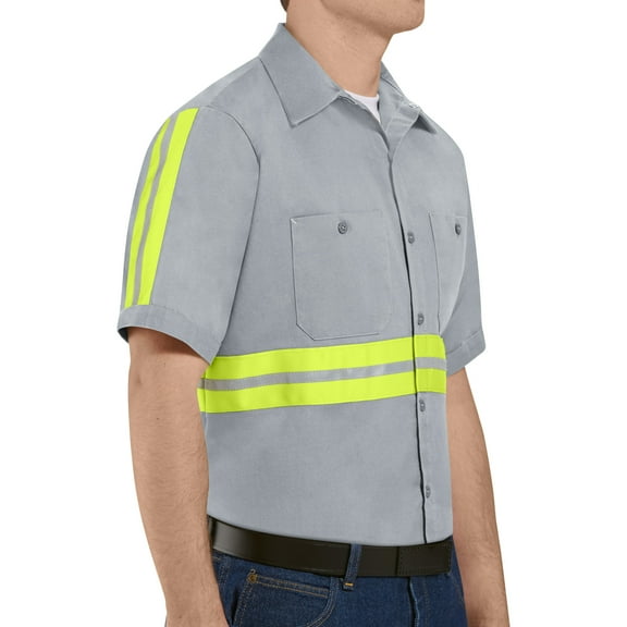 Red Kap Men's Short Sleeve Enhanced Visibility Cotton Work Shirt