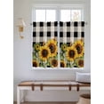 thumbnail image 5 of Sunflower Checkered Kitchen Curtains 45 Inches length, Black Buffalo Plaid Pastoral Flowers Window Treatment Curtain Drapes, Lightweight Window Panels for Living Room Bedroom, 52"x45", 2 Panels, 5 of 7