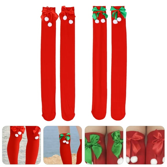 Raindrops Women's Festive Red Socks, 2 Pairs, Comfortable Polyester Holiday Socks