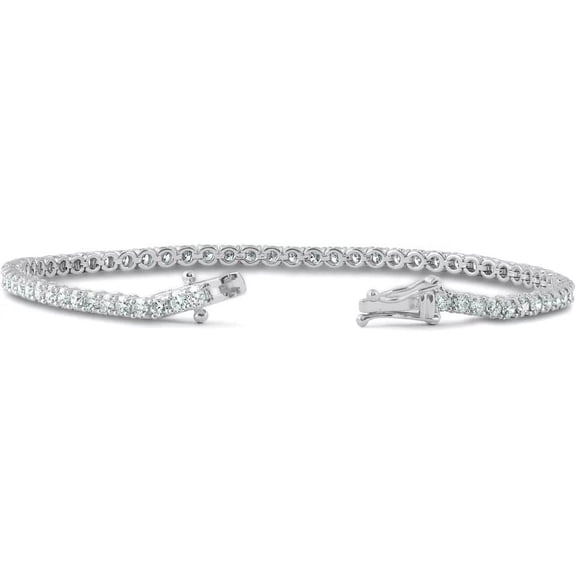 4Ct TW 14k White or Yellow Gold Round-Cut Diamond Tennis Bracelet 7"