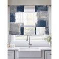 thumbnail image 5 of Navy Grey Abstract Art Sheer Curtains 45 inches Long 2 Panels Set White Graffiti Retro Gradient Tiers Sheers Rod Pocket Small Window Short Curtains for Kitchen Cafe, Each 52" W x 45" L, 5 of 7