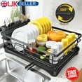 thumbnail image 1 of Escurridor de platos sin esfuerzo, escurridor de acero inoxidable con drenaje automático para fregadero de cocina con diseño versátil, soporte para utensilios que ahorra espacio, instalación sin, 1 of 5